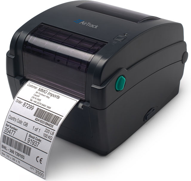 Airtrack DP-1 Thermal Transfer Desktop Printer, 203 dpi, print speed up to 4 ips, 4.25" Print Width, fits 5" Outer Diameter Label roll, USB/Ethernet/Parallel/RS-232 Interfaces - Discontinued